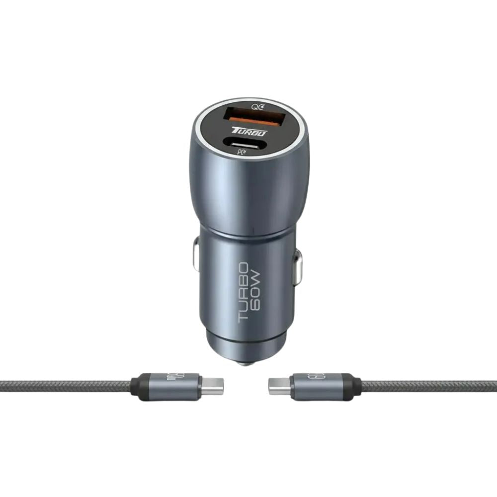 Carregador A'Gold CJ13-3 Veicular Turbo 60w Kit Com Cabo Carro Automotivo