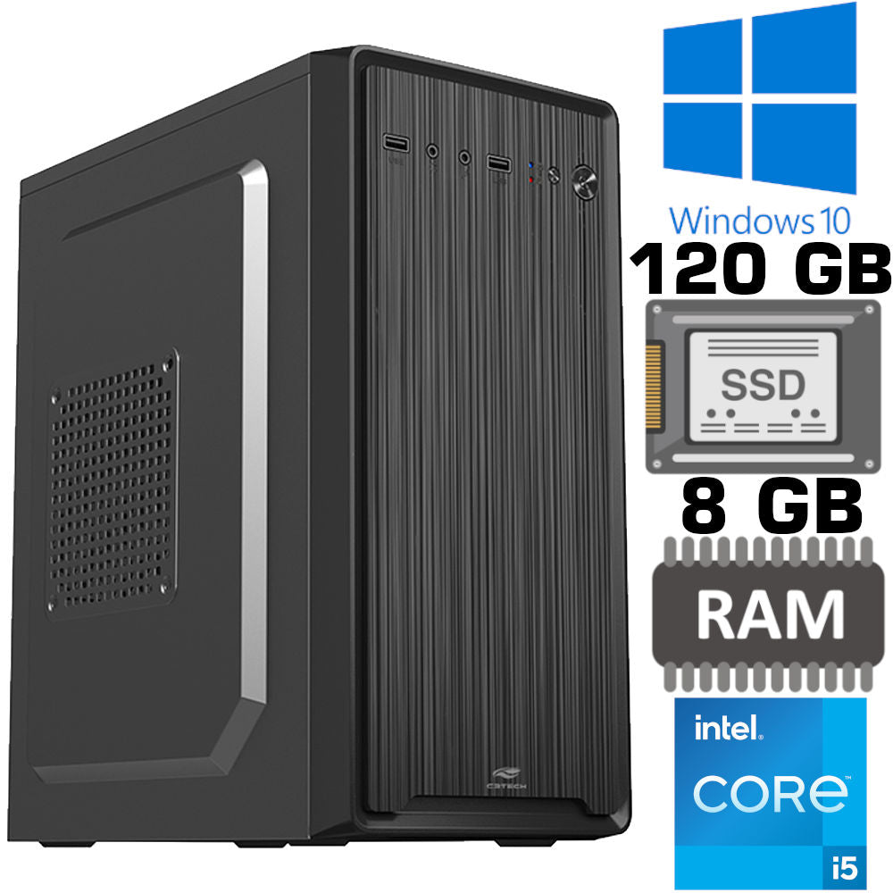 Computador Intel Core i5-2400S, SSD 120GB, Memória RAM 8GB DDR3, Windows 10, Gabinete 33BK