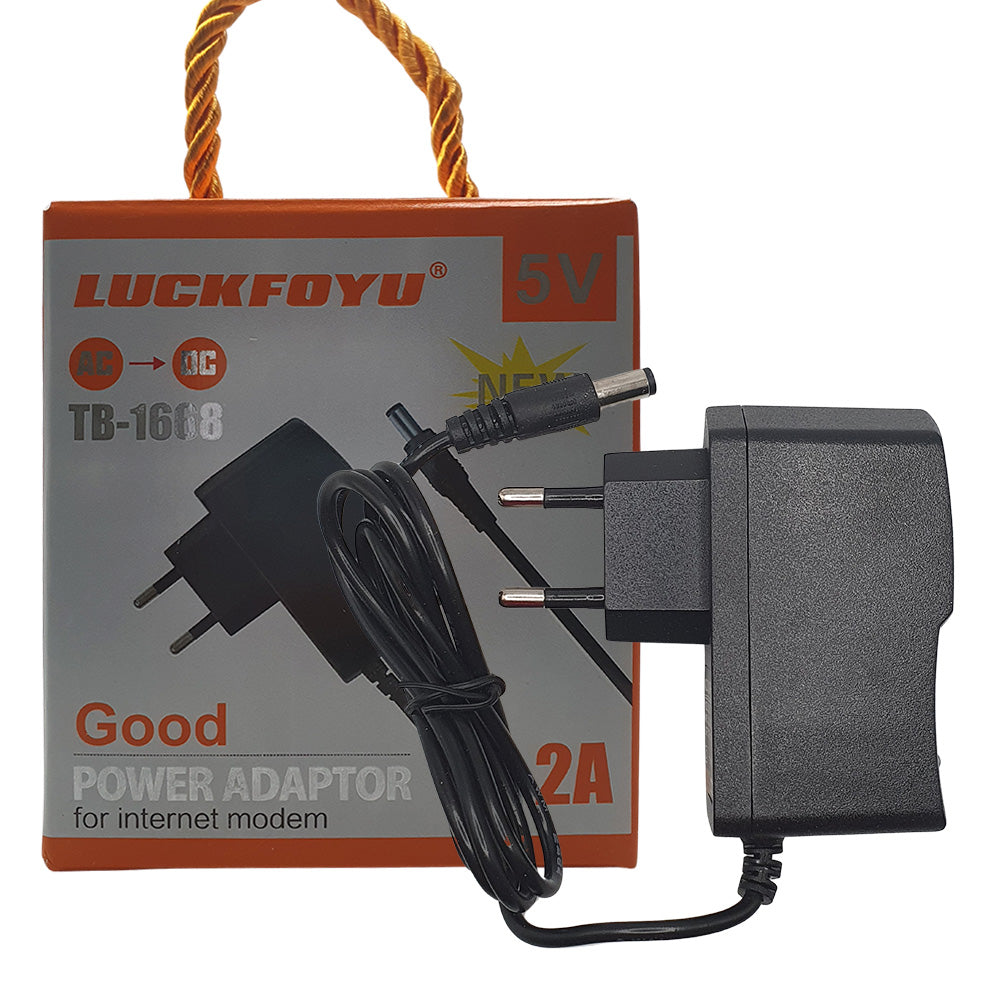 Fonte de Alimentação AC/DC 5V 2A, Pino 5.3mm x 2.1mm, TB-1668, LUCKFOYU - Preto