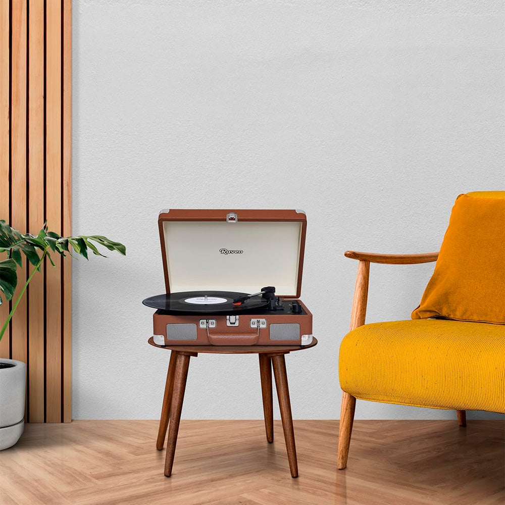 Toca Discos Vitrola Retrô HI FI Raveo Sonetto Chrome, Vinyl, Bluetooth, USB, Aux, Marrom - 26401