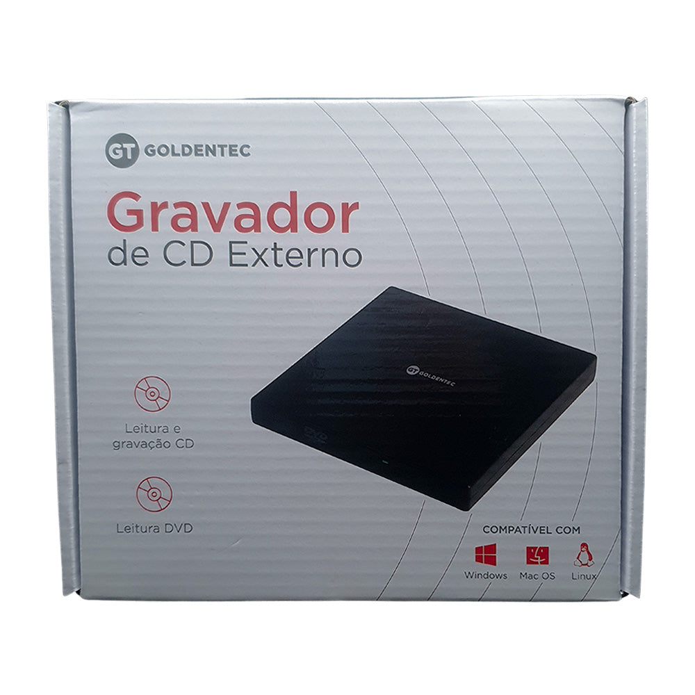 Leitor e Gravador de CD, Leitor de DVD Externo Portátil USB | GT Pop UP GT-Goldentec Preto