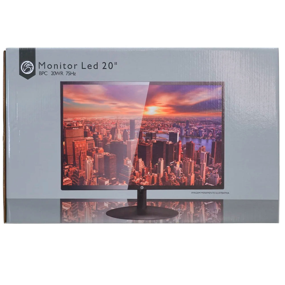 Monitor LED 20 Polegadas, Widescreen, VESA, HDMI/VGA, Brazil PC, BPC 20WR 75Hz - Preto