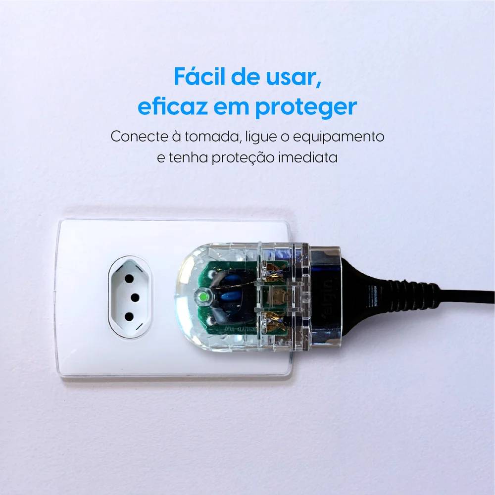 Protetor de Surto (DPS) 2P + T 20A 1 Tomada Bivolt Elgin, Transparente (46RPS301020A)