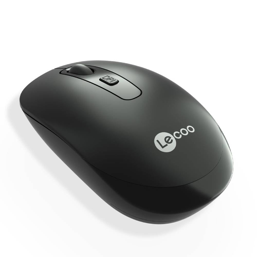 Mouse Sem Fio Lecoo WS205, Sensor Óptico 2.4GHz, 1600 DPI, Receptor USB, Ergonômico - Preto