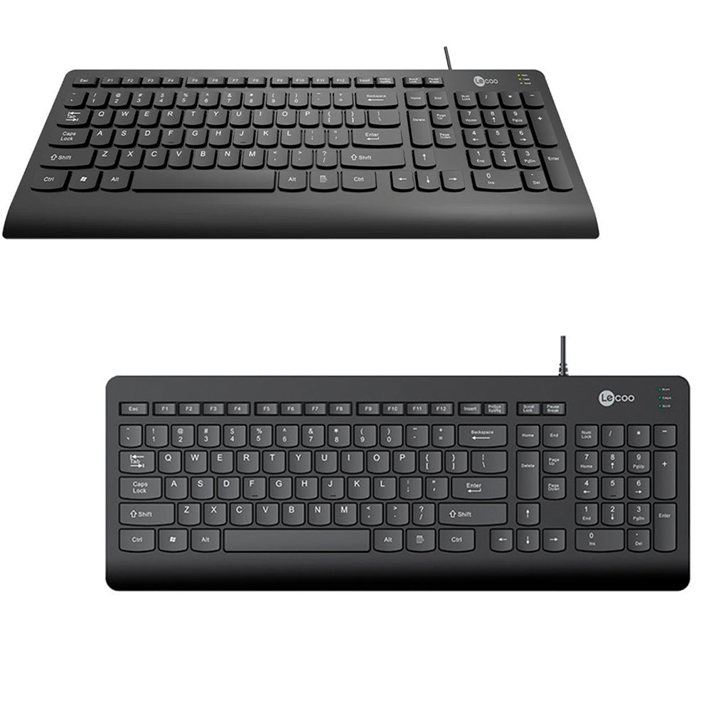 Teclado USB Padrão KB103, Tecla Baixa (Silenciosa), ABNT2, 103 Teclas, LECOO - Preto