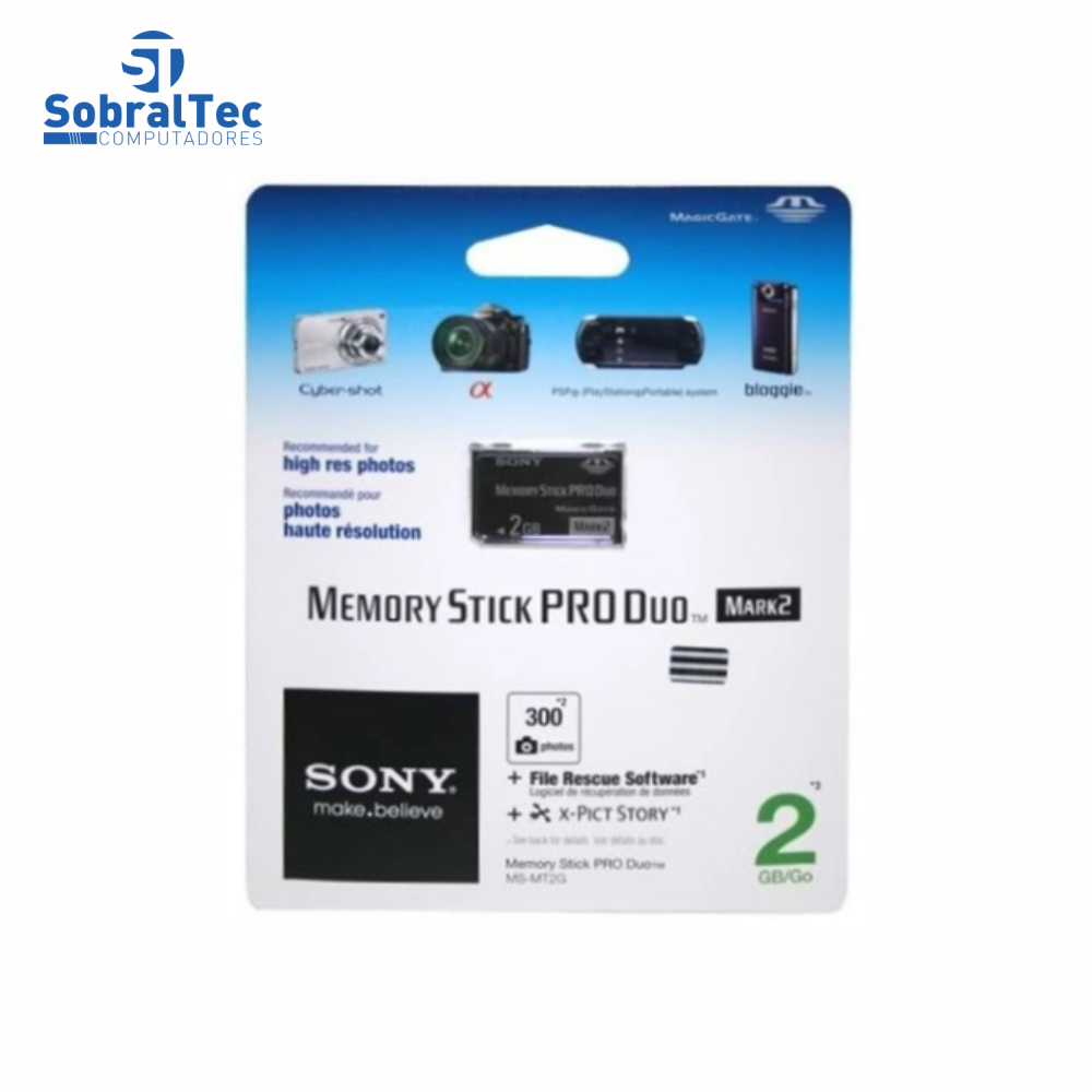 Cartão De Memória Memory Stick Pro Duo 2Gb Sony MagicGate Mark2 MS-MT2G