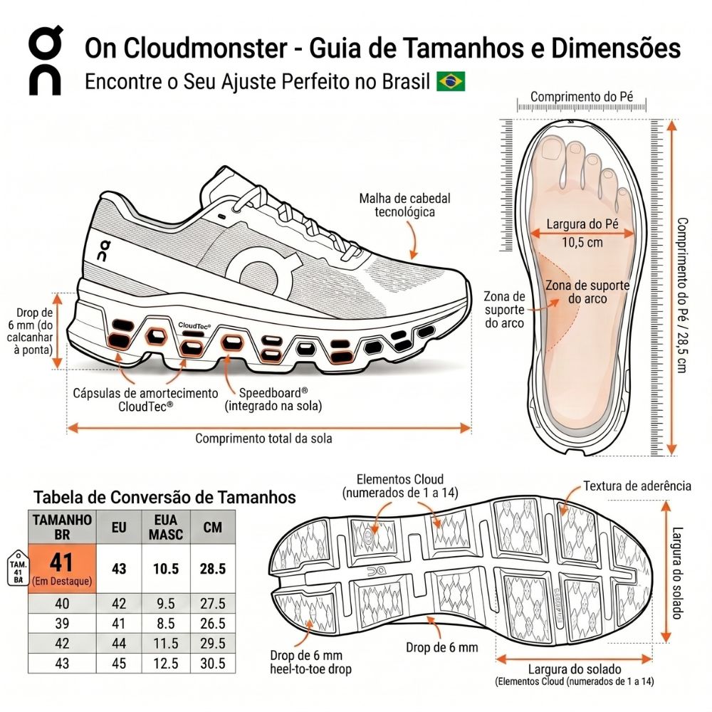 Tênis de Corrida On Running Cloudmonster 3 Masculino Tamanho 41 Original - Preto