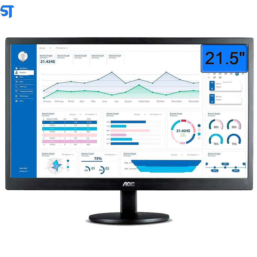 Monitor LED AOC 21,5" Full HD 1920 x 1080 Widescreen - Preto E2270SWHEN