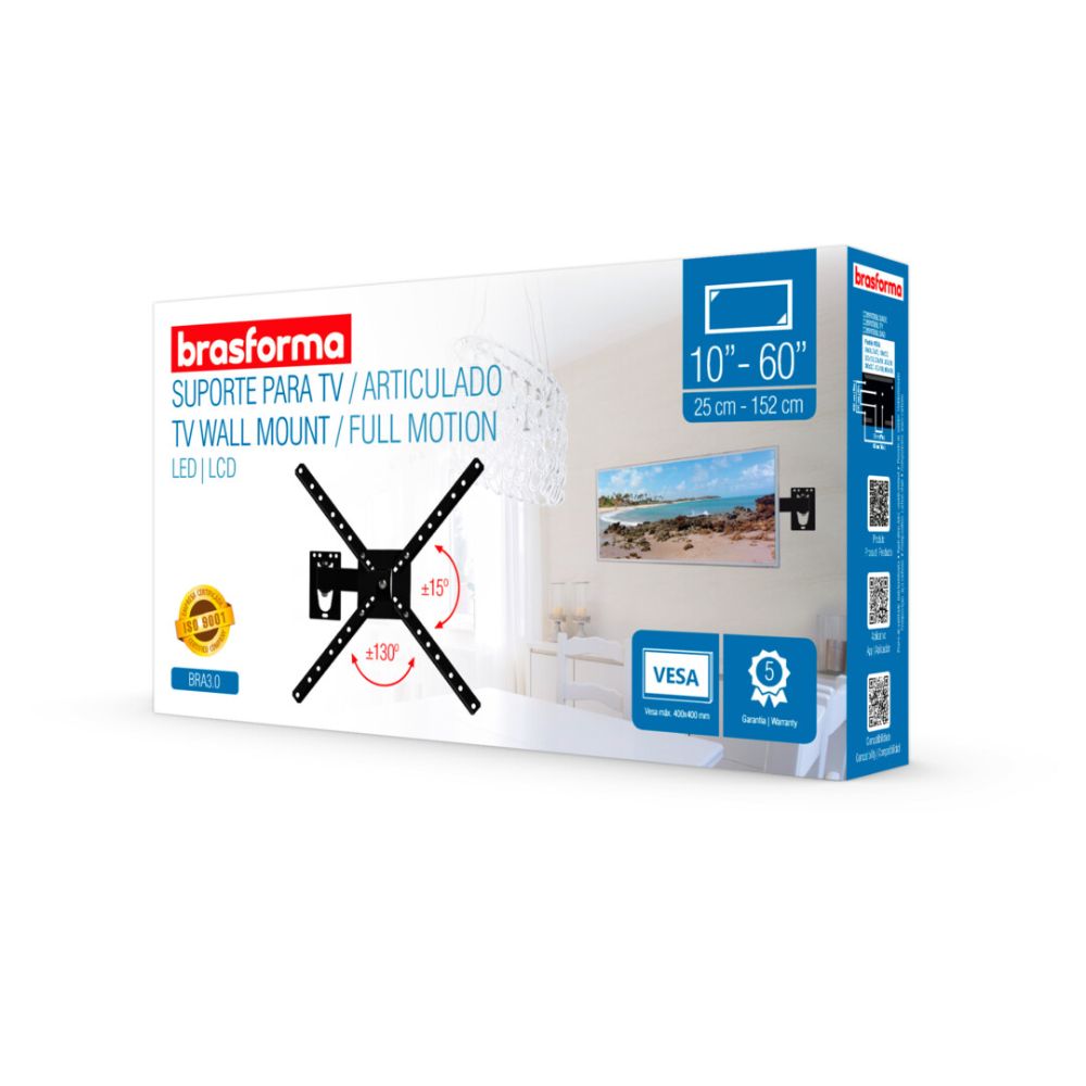 Suporte Articulado Para Tv 28 32 40 42 43 49 50 55 e 60 Polegadas BRA3.0 - Brasforma