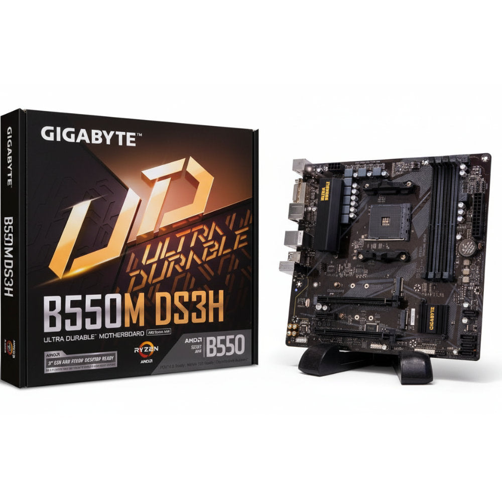 Placa Mãe Gigabyte B550M DS3H (rev. 1.0/1.1/1.2/1.3) AMD AM4, mATX, 4x DDR4 128GB, 2xM.2 NVMe, PCIe 4.0, HDMI, DVI