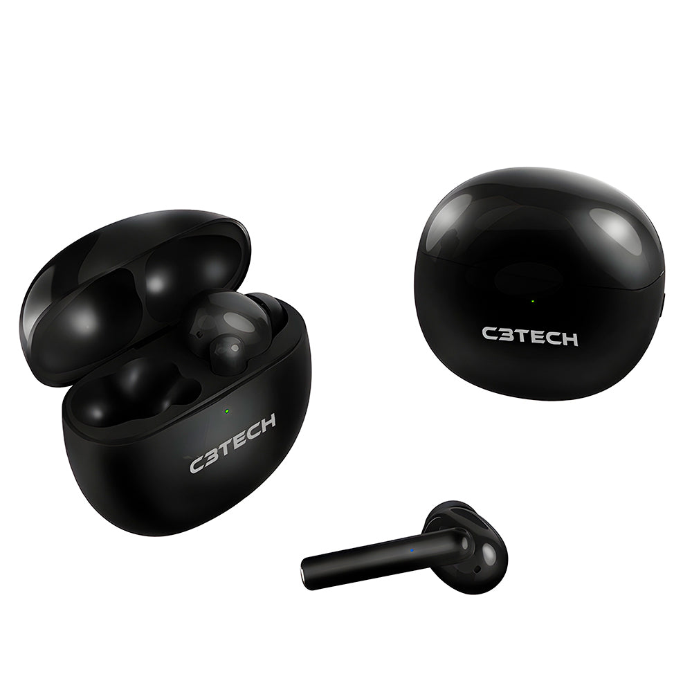 Fone de Ouvido C3Tech Sem Fio, Intra-Auricular, Bluetooth 5.1, Com Função Touch, EP-TWS-60BK - Preto
