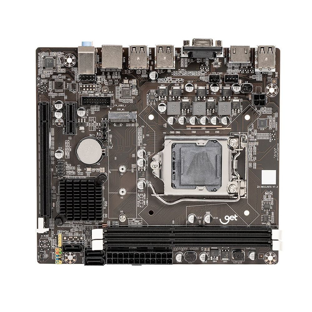Placa-Mãe Get H61 DDR3 M2 LGA 1155, Suporte Intel 2°/3° Geração, SATA M.2 HDMI VGA USB 3.0 Micro ATX, Rede Gigabit