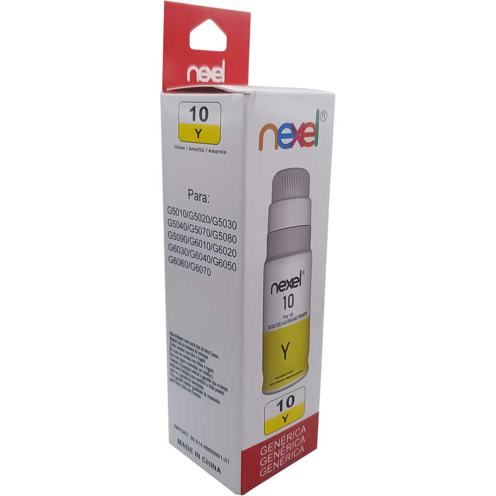 Refil De Tinta Compativel Canon Nexel Amarelo Y10 G5010/ G5070/ G6050/ G6060 70Ml