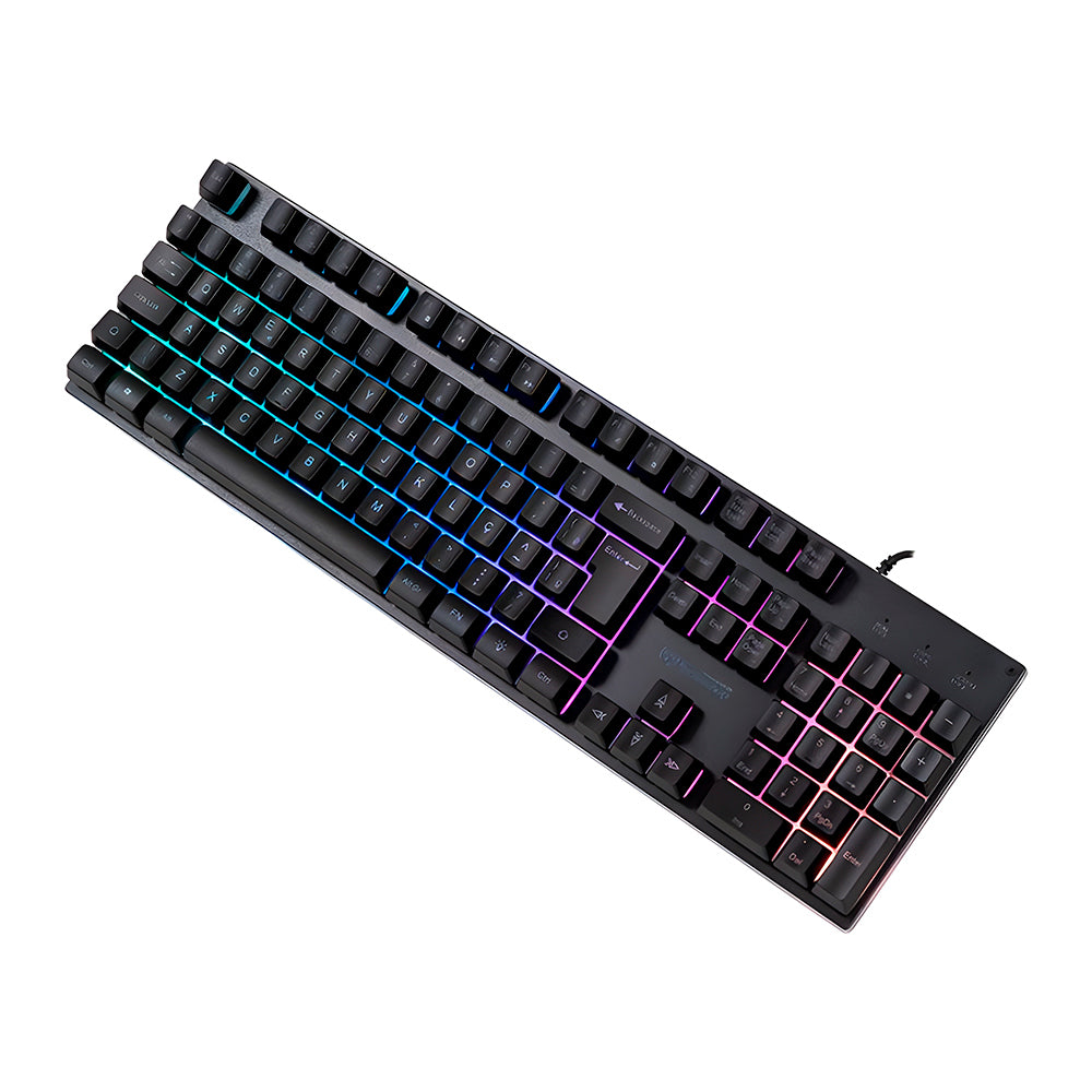 Teclado Gamer Marvo K604-BR com Fio USB, Membrana RGB, Anti-Ghosting, 104 Teclas, 12 Teclas Multimídia, ABNT2 - Preto