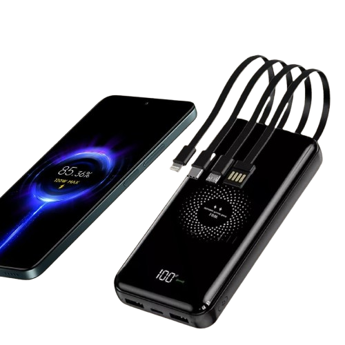 Carregador Portátil, Power Bank, 4 Saídas ( Lightning, Tipo-C, Micro USB, USB-A), 10.000mAh, H'Maston, YD-25, Preto