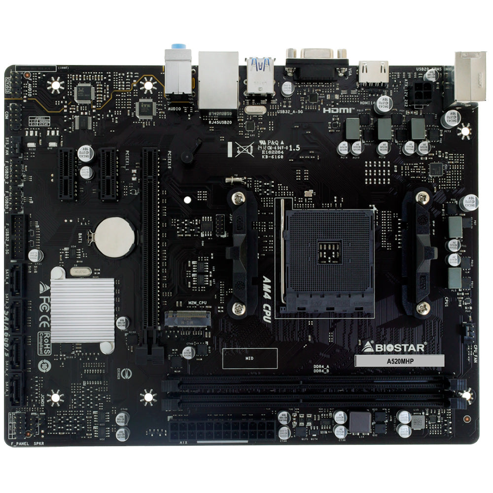 Placa-Mãe Biostar A520MHP, Chipset A520, Soquete AM4, mATX, DDR4, M.2, Gigabit Ethernet, PCIe