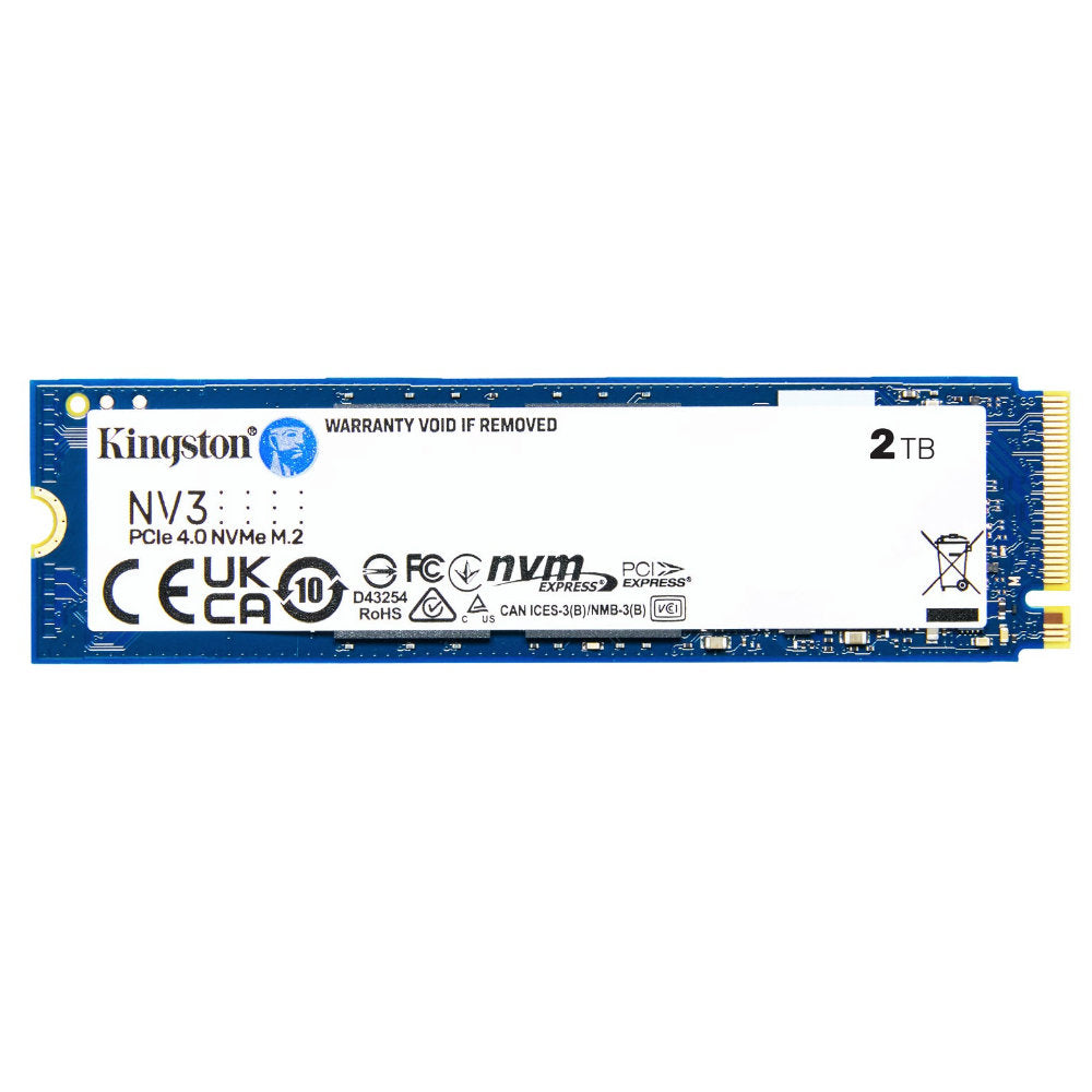 SSD NVMe Kingston 2TB NV3 Gen 4x4 Ultra Rápido Leitura 6000Mb/s Gravação 5000Mb/s SNV3S/2000G