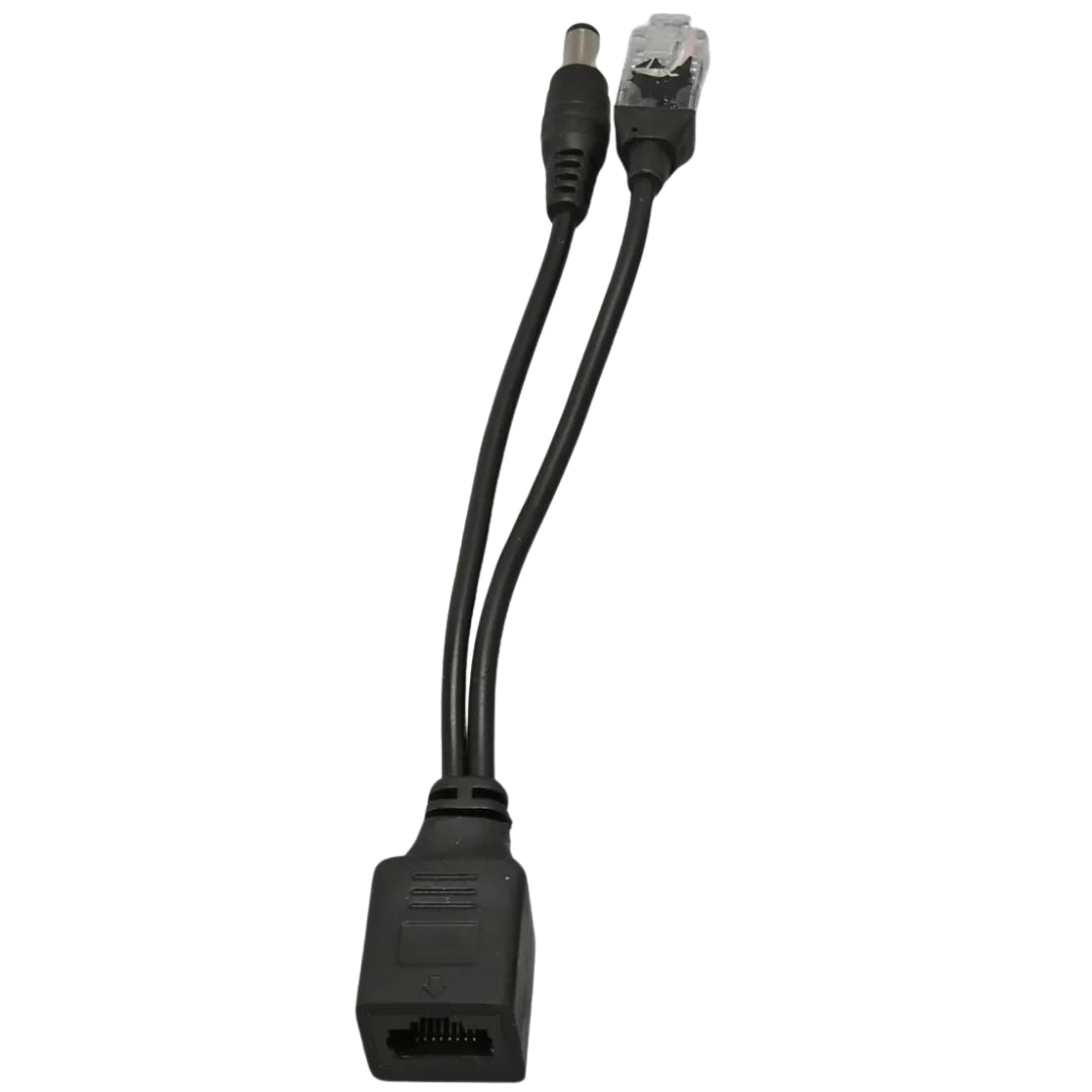 Adaptador de Cabo Injetor PoE, Separador RJ45, Par Macho e Fêmea, MB - Preto