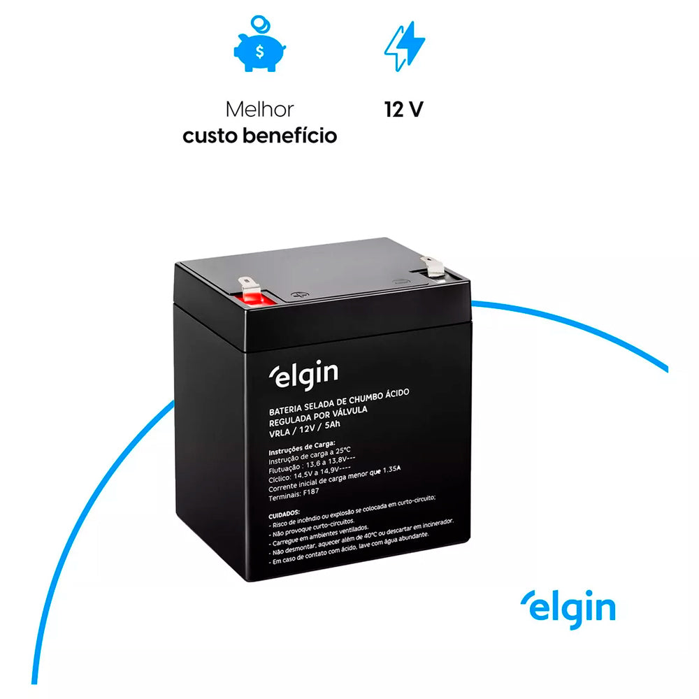 Bateria Selada de Chumbo, Elgin VRLA 12V 5AH
