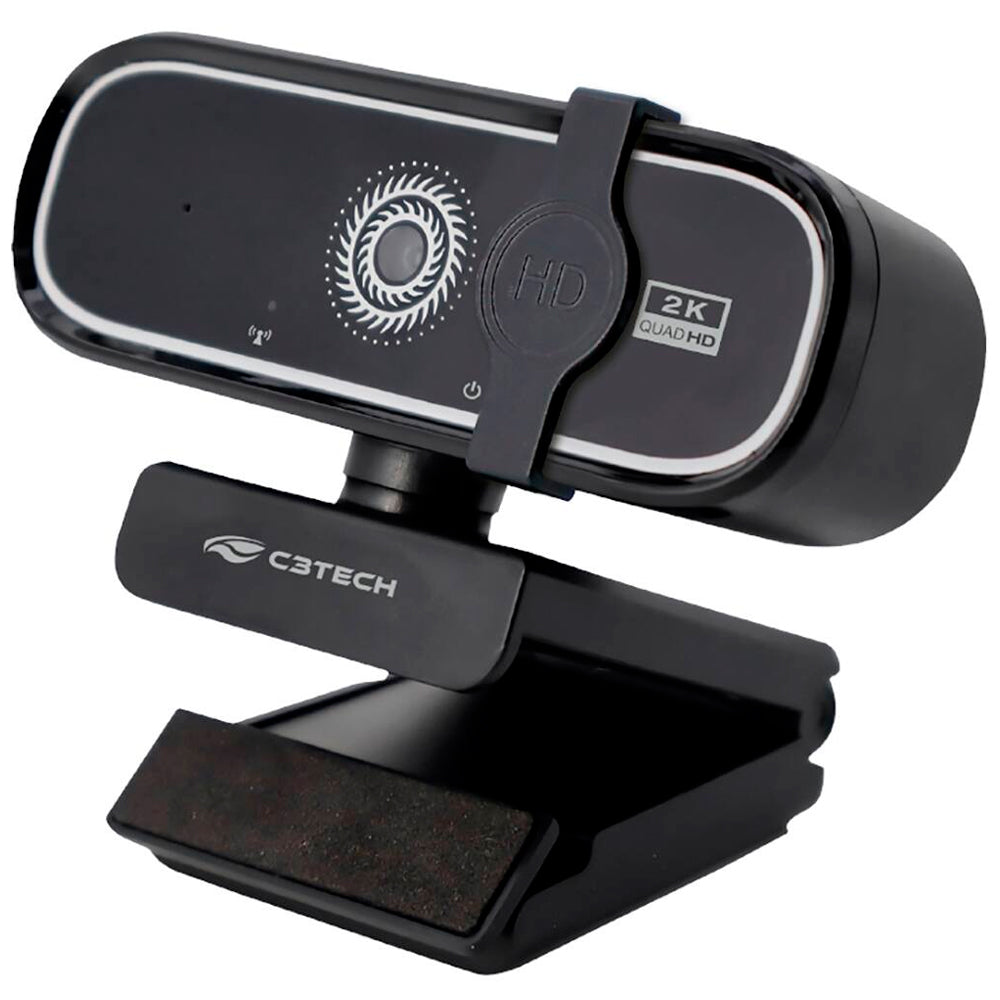 Webcam C3TECH WB-200BK Quad HD 2K, com Microfone, Plug and Play USB 2.0, 30FPS - Preto