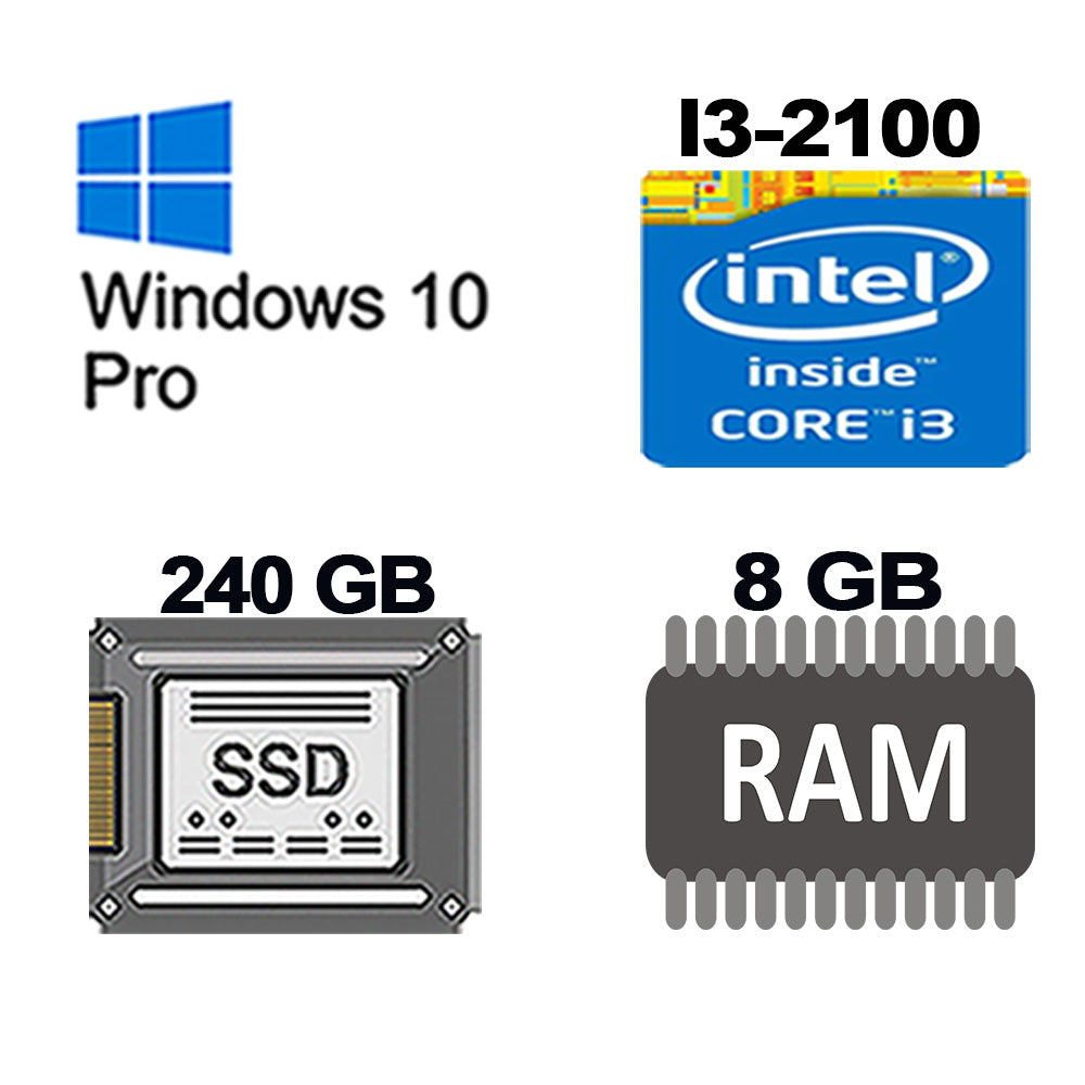 Computador Core i3 2100, SSD 240GB WD, Memória 8GB, GaB MT32BK, Win 10