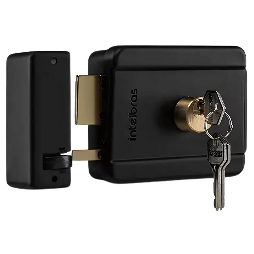 Fechadura Elétrica de Sobrepor FX 500 Intelbras, Cilindro Fixo 40 mm, Compacta, Aço – Preto
