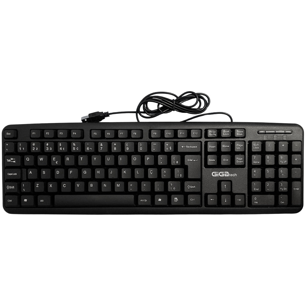 Teclado Slim USB, Design Ergonômico e Confortável, Modelo 4001-01, GigaTech, Preto