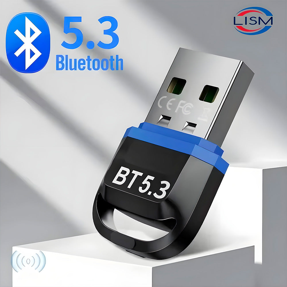 Adaptador Bluetooth 5.3 USB Dongle 3Mbps, Wireless Sem Fio, Receptor de Aúdio - Preto