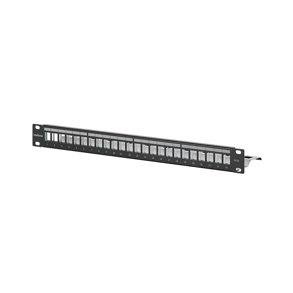 Patch Panel Blindado Descarregado Intelbras, Com 24 Portas, Guia Traseira, PPDB24P