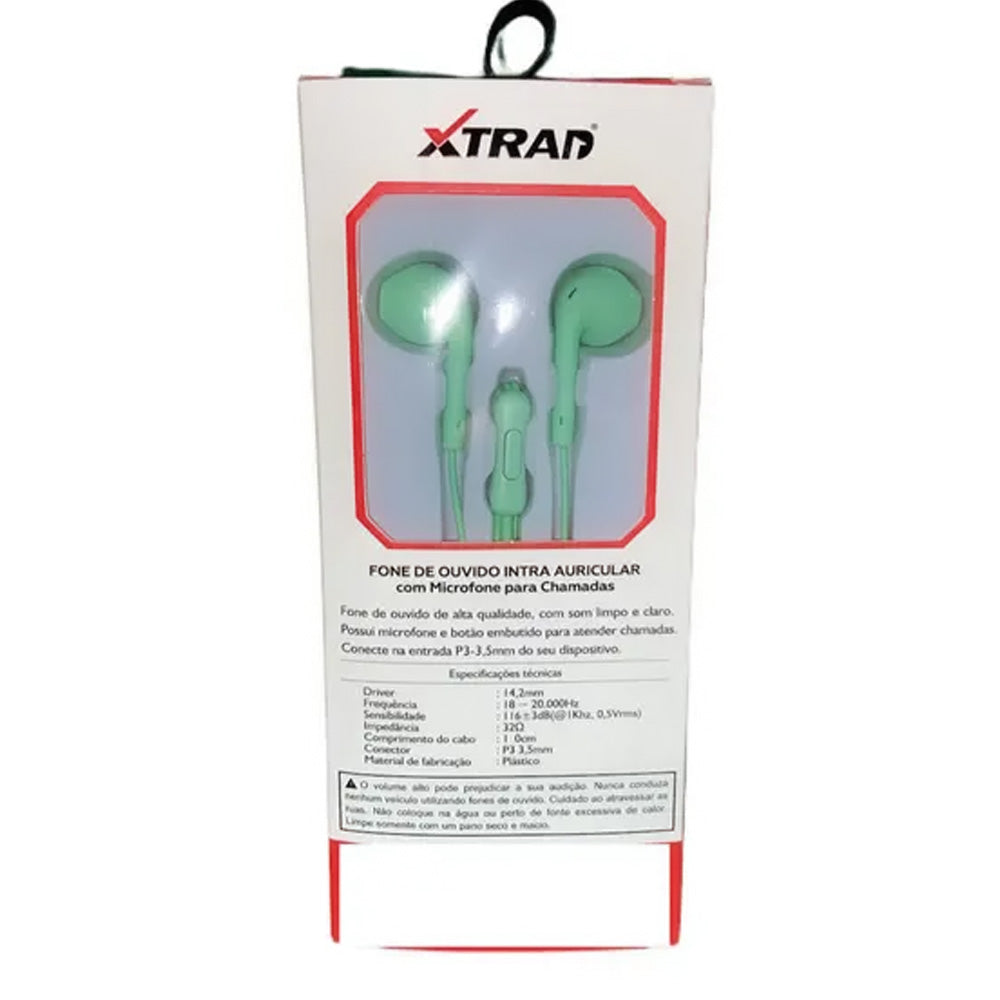 Fone De Ouvido Estéreo Com Microfone Xtrad Verde- LC-857