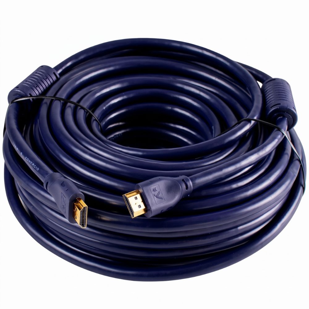 Cabo HDMi 20 Metros Aquario 2.0 4K 3D 19 Pinos 20 Metros - 4K20 - AQUÁRIO