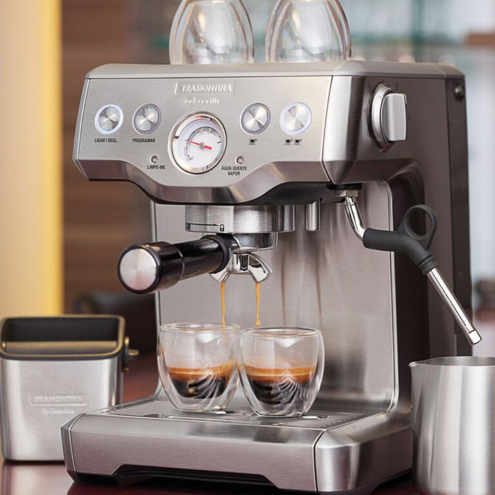 Cafeteira Espresso Tramontina by Breville Express Inox 1,8L 220V PID 15 Bar Reservatório Removível Bico Vapor