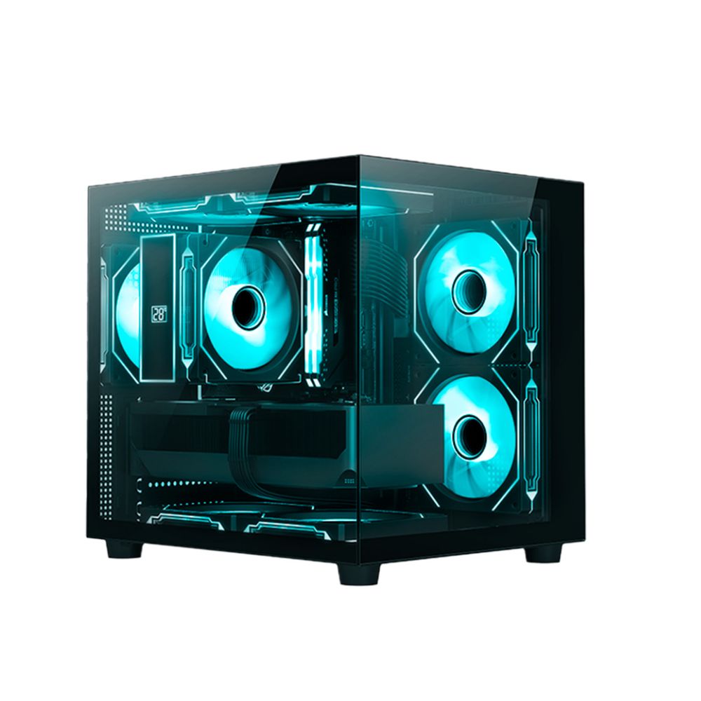 Gabinete Gamer C3Tech Aquarius MT-G720BK S/Fonte, Lateral em Vidro Temperado, Suporte Watercooler 240mm, mATX, Preto
