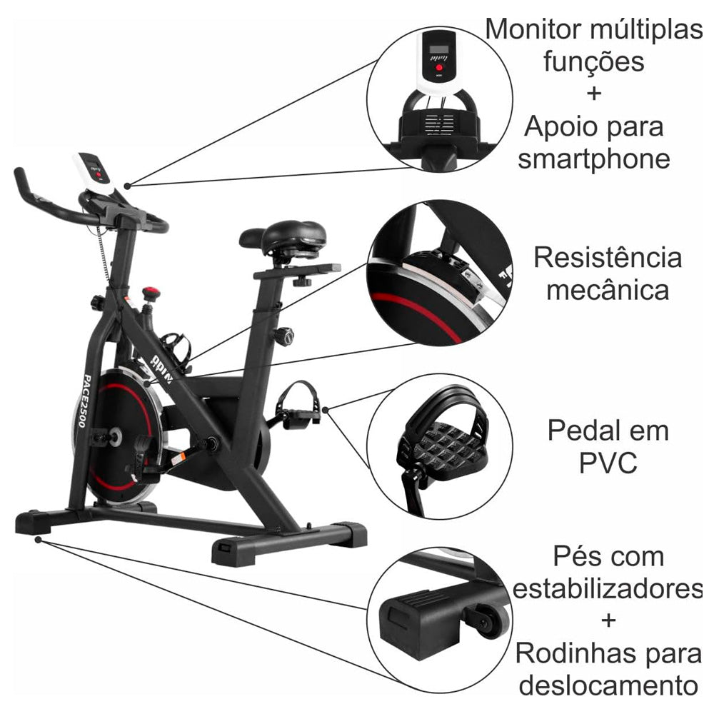 Bicicleta Ergométrica Odin Fit Para Spinning Mecânica Roda de Inércia 6KG PACE2500