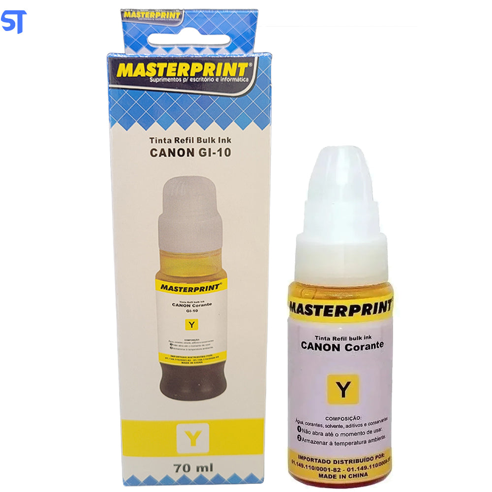 Refil de Tinta Compatível Canon Bulk Ink GI-10 Corante Amarelo 70ML MasterPrint
