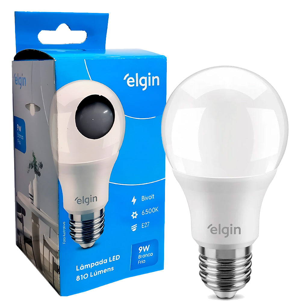 Lâmpada Bulbo LED 9W, 810 Lúmnes, A60 Bivolt, 6500K Branca Fria, Soquete E27, Elgin - 48BLED2F09YU