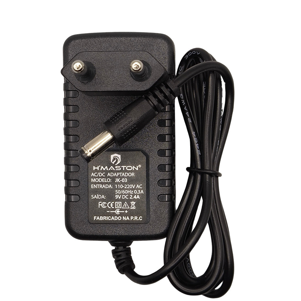 Fonte de Alimentação AC/DC 9V 2.4A, Plug 5.5mm P4, JK-03, H'Maston- Preto