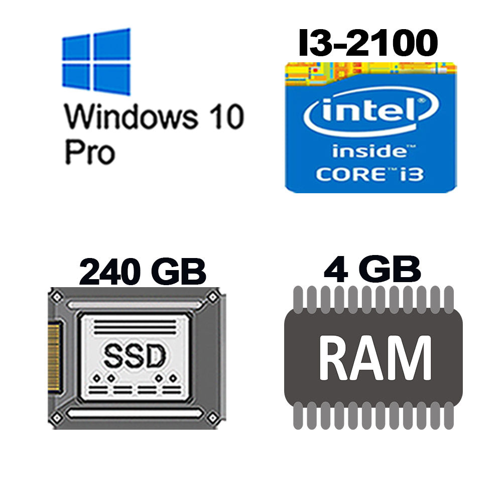 Computador Core i3 2100, SSD 240GB, Memória 4GB, GaB MT32BK, Windows10