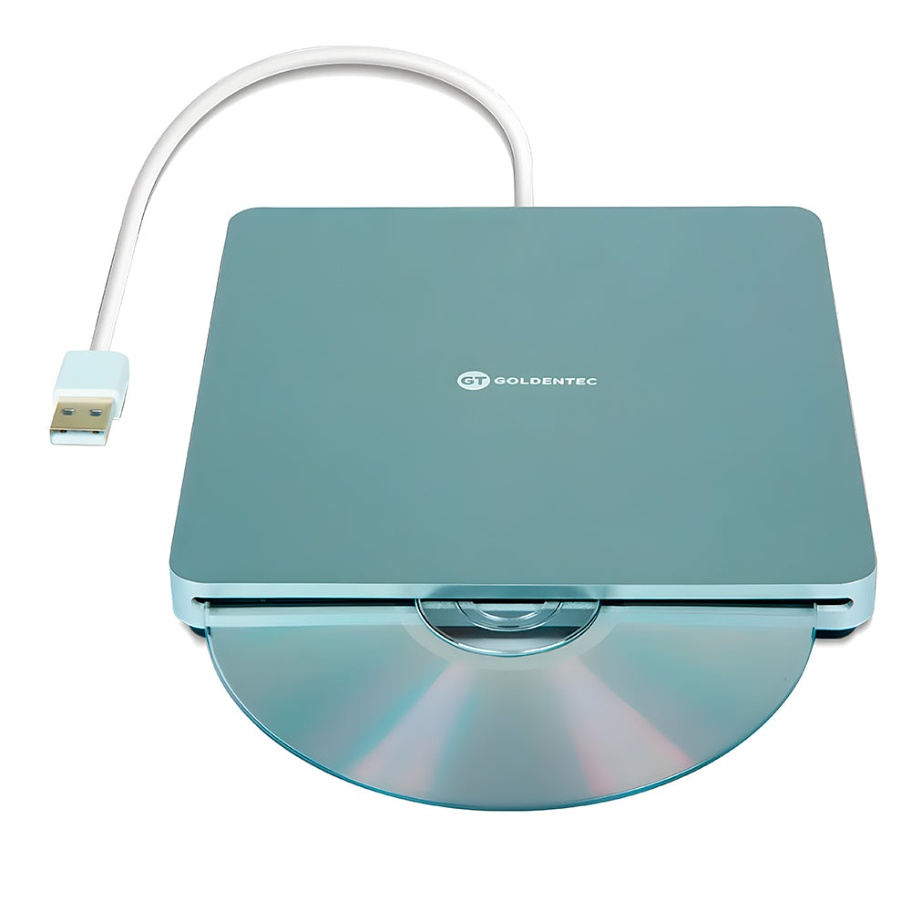 Gravador de DVD Externo, Leitura de CD/DVD, Portátil Slim USB, GT Slot In, Goldentec, Prata