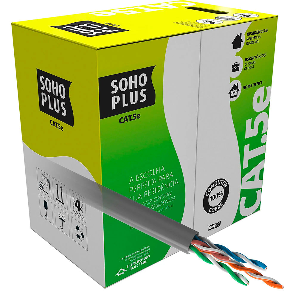 Caixa Cabo de Rede Sohoplus Furukawa U/UTP CAT.5e 24AWGX4P ROHS - Cinza