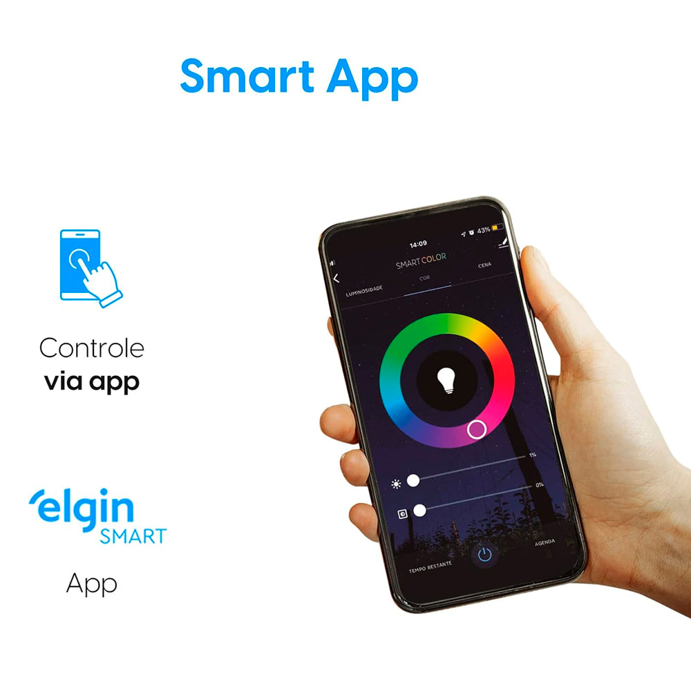 Lâmpada Bulbo LED A70 15W Bivolt SMART COLOR Elgin - 48BLED15WIFI