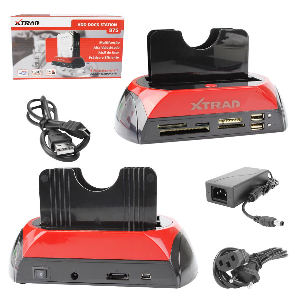 Dock Station Para Hd Sata/Ide 2,5 e 3,5 e Cartões de Memoria XTrad-875