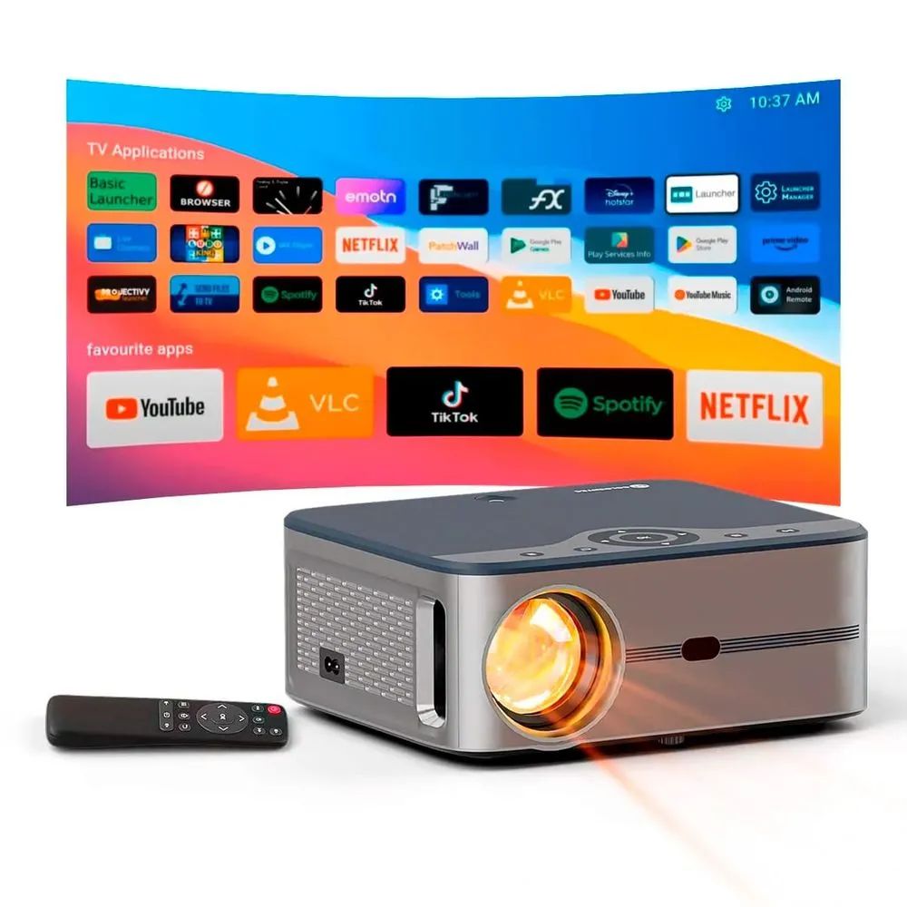 Projetor Smart 7000 Lúmens Full HD Goldentec com Wi-Fi, Bluetooth, Android e HDMI