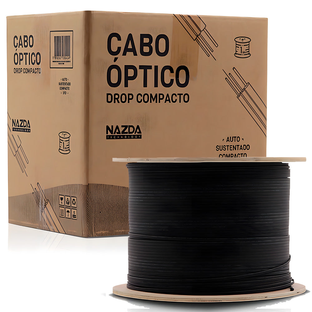 Bobina de Cabo de Fibra Óptica 1.000 Metros Nazda, Flat Drop, 1 Fibra, 1FO, SM Bob