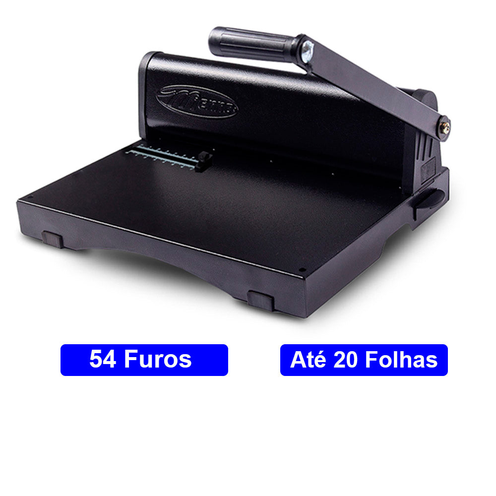 Encadernadora Manual A4 54 Furos, Suporta 20 Folhas R4091N