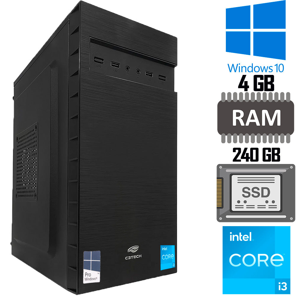 Computador Core i3-2100-HD SSD 240GB -Memória Ram 4GB- Com Monitor 19 HDMI- Teclado, Mouse e MousePad Brind