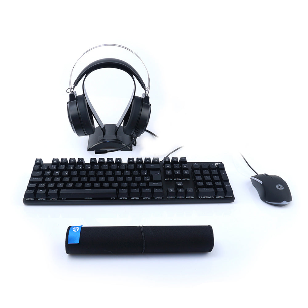 Kit Gamer Pro HP, Teclado Mecânico, Mouse, Mousepad, Headphone, GM3000, Preto