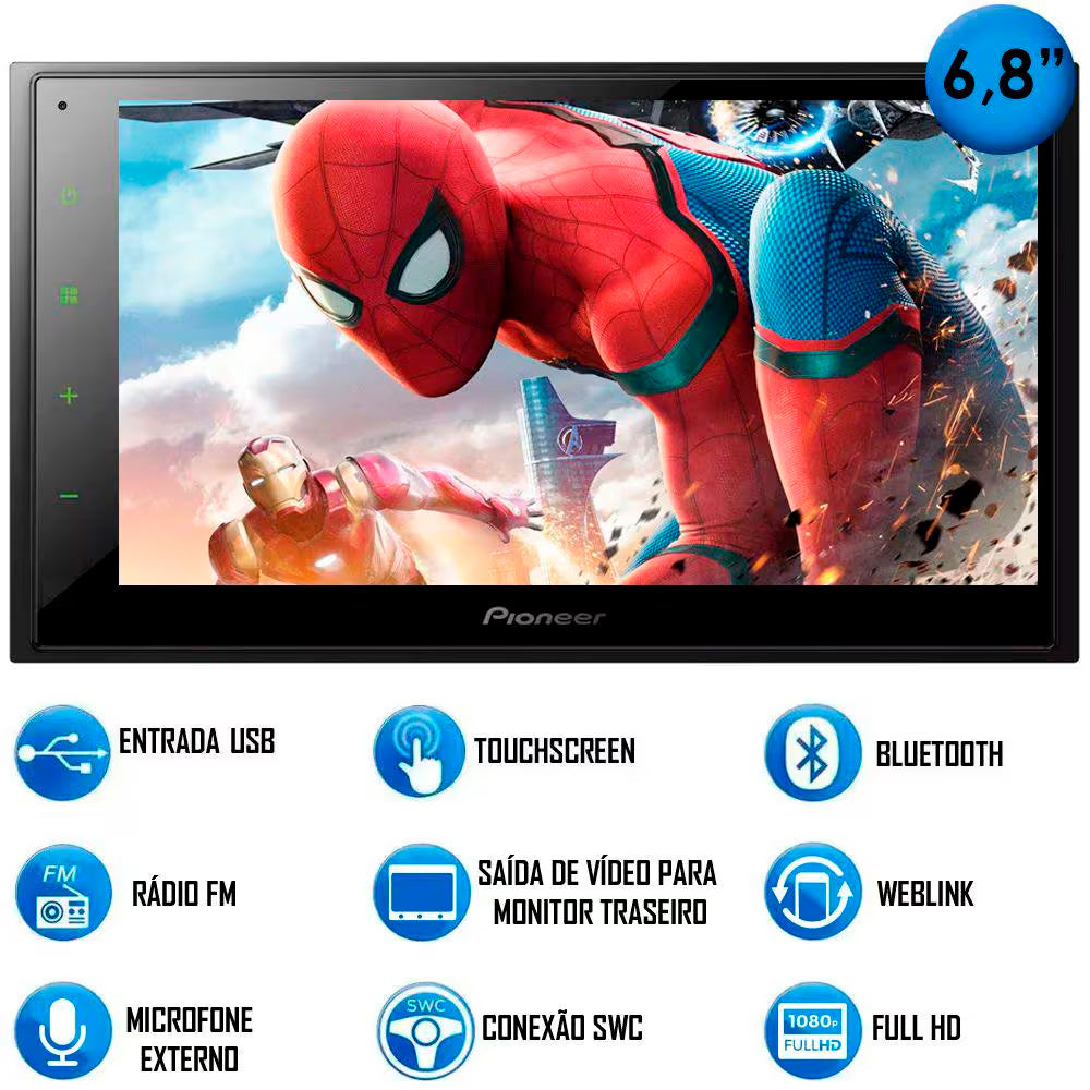 Central Multimídia Pioneer DMH-A348BT, Bluetooth Espelhamento Android e iOS
