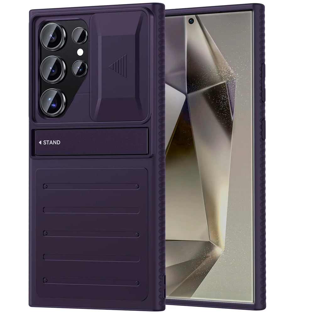 Capa Com Slide de Proteção de Câmera, Alta Resistência, Para Samsung S24 Ultra - Roxo