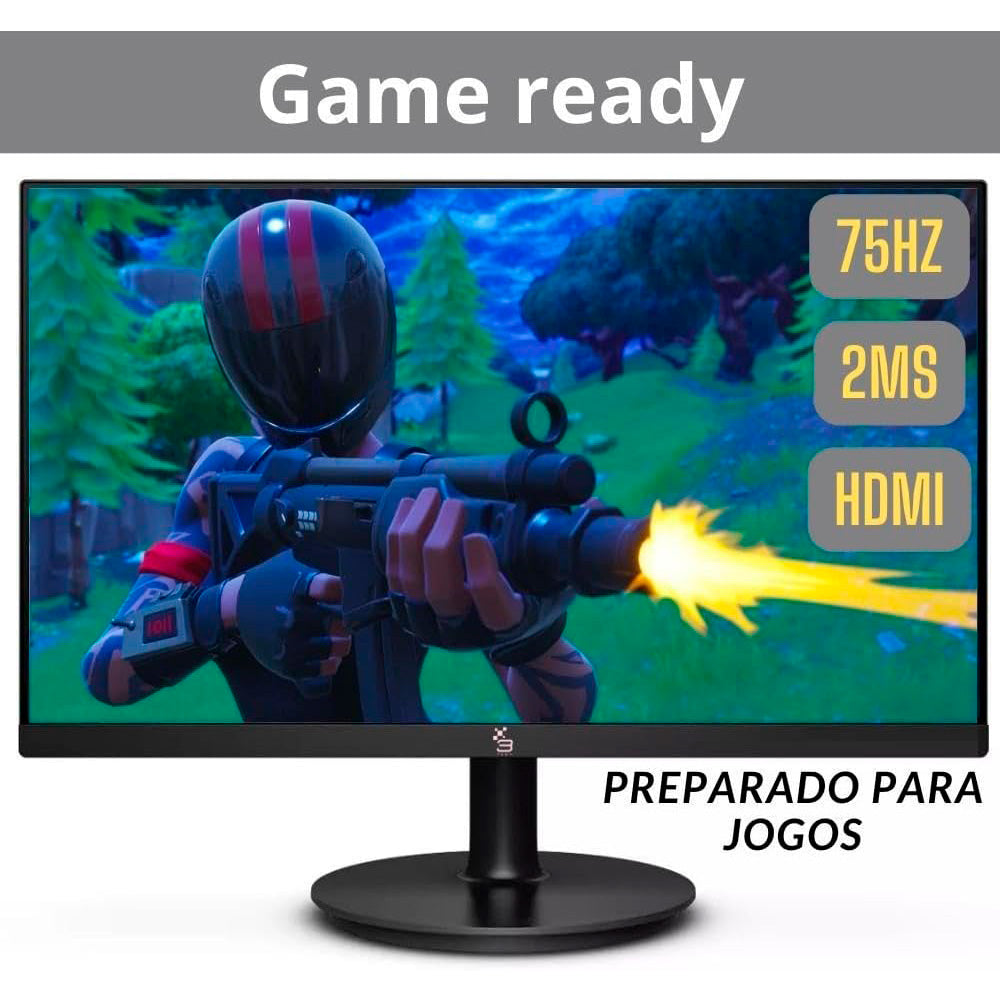 Monitor LED 20 Polegadas, 3Green, 75Hz, Widescreen, VESA, HDMI/VGA, Ajuste de Inclinação, Preto